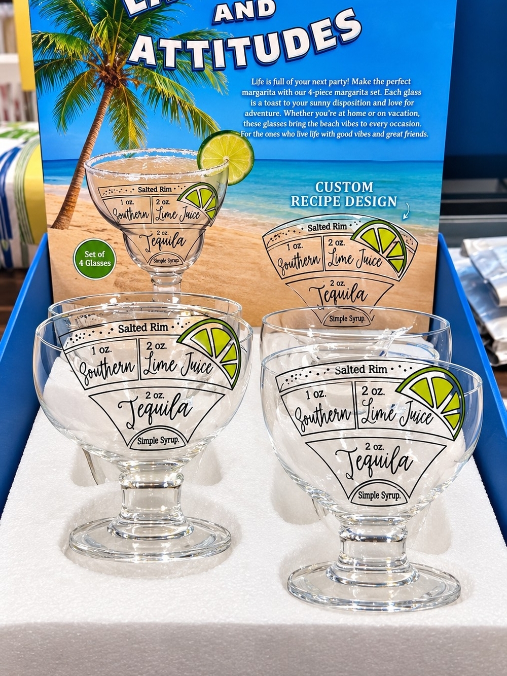 NEW Margarita Glasses Set of 4 - 19 Ounce Glasses
